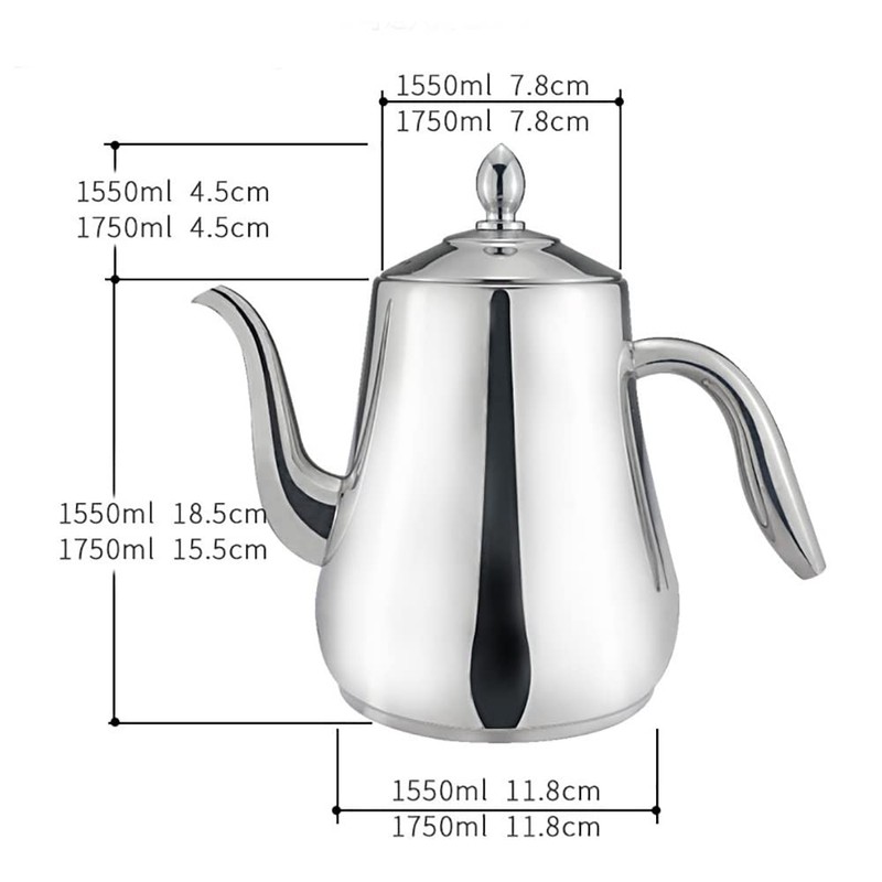 SANQIAHOME 1750 ml Teteras de Acero Inoxidable con Colador o