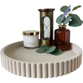 OAKOA Round Decorative Tray for Coffee Table Tray Decor - Concrete Round Tray Home Decor - Bandejas Decorativas - Circle Coffee Table Centerpiece