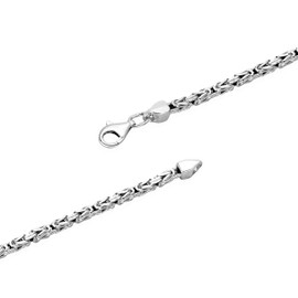 NKlaus 2.3 mm Wide Silver Byzantine Chain (Length Selectable 19.5 cm - 80 cm) 925 Sterling Silver Square Diamond-Coated Solid Men's Chain, enamel