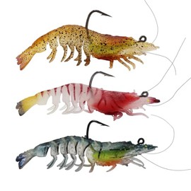 SUPERTHEO Fishing Jig Lures for Freshwater and Saltwater, Durable Bass Lures, Lifelike Shrimp Crayfish Swimbait, Lure for Crappie Trout Walleye