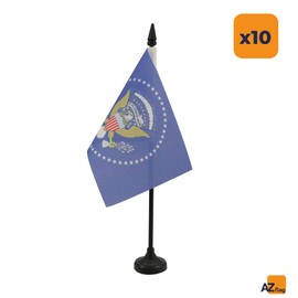 AZ FLAG - 10 x USA President Table Flags - 6" x 4" - 10 Mini American Flags - USA Office Flag 100% Polyester with 10" Flag Pole and Black Plastic Base