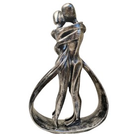 PIGPIGFLY Couple Hugging Statue, Decorative Figures,Living Room,Home Store Decoration,Modern Abstract Art Sculptures Decoration,Office Decorations,Polyresin,Gift(Silver)