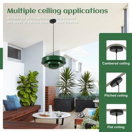 Qepeety Green Mid Century Pendant Light, Adjustable Industrial Chandelier for Kitchen Island, Farmhouse Dining Room, Bedroom, Pantry Ceiling Hanging Light