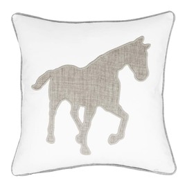 millianess Animal Cotton Throw Pillow Covers Horse Pattren Embroidered 18x18 Inches for Couch Cushions Covers (White) …
