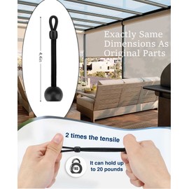 Vasteo Universal Shade Bungee Tie Downs,Replacement Parts,Compatible with Coolaroo Exterior Roller Shades,Outdoor Blinds(Black,2 pcs)