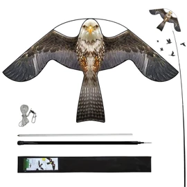Flerigh Bird Hawk Flying Kite with Pole Crops Farm Protector Bird Scarer Flying Kite with 6m Pole-Style B