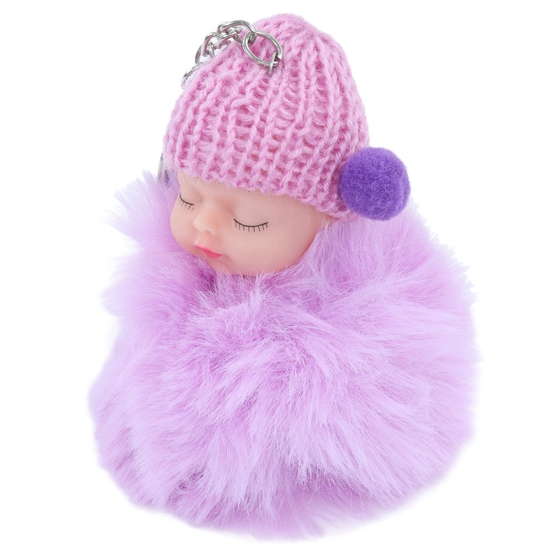 12 Pcs Sleeping Baby Pendant Key Ring Plush Fluffy Cute