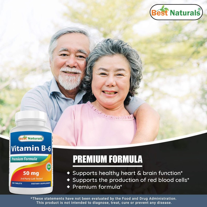 Best Naturals Vitamin B6 50 mg 250 Tablets (250 Count