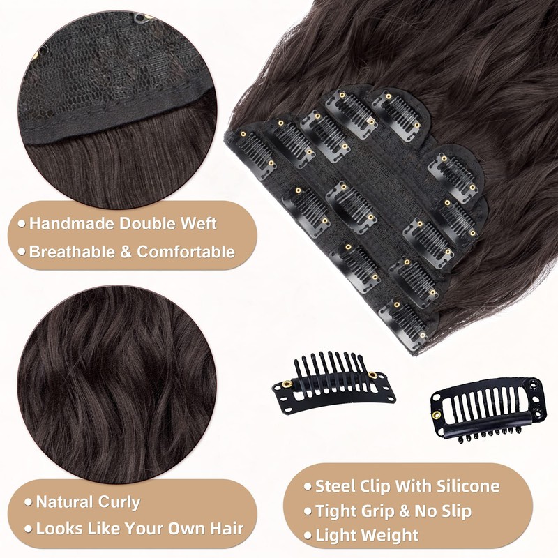 Flvaco Clip In Hair Extensions 20 Inch 6PCS Long Synthetic