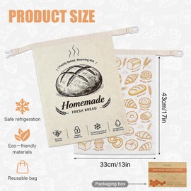 Zippered Beeswax Sourdough Bread Bags for Homemade Bread,2‑Pack XL Reusable Organic Linen Cotton Beeswax Bread Bag,Keep Loaves Fresh Longer, Homesteading Kitchen Essentials