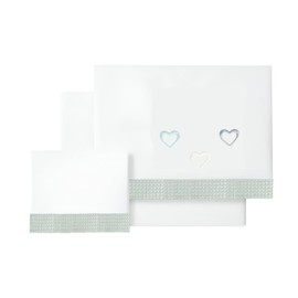 various Set Lenzuola Lettino Neonato 60x120 cm, 100% Cotone Extra Morbido, Include Lenzuolo con Angoli, Lenzuolo Sopra e Federa, Biancheria Letto Bambino Traspirante Happy Love Colore BCO/Verde