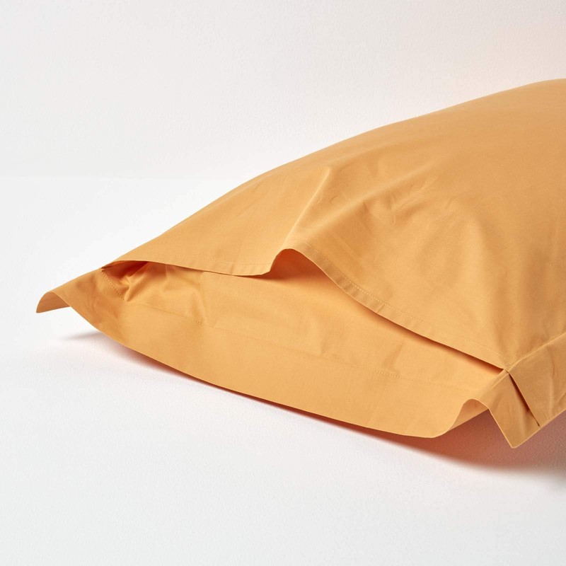HOMESCAPES Mustard Yellow Pure Egyptian Cotton Oxford Pillowcase Standard Size
