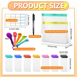 ZVRSUA Protein Powder Travel Container Set, 23 Pieces, Reusable Plastic Containers for Dietary Supplements to Take, Portable Waterproof, Portable Refill Container with Measuring Spoon