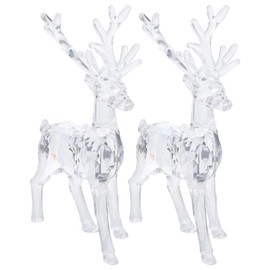 MAGICLULU Pack of 2 Acrylic Reindeer Stag Figurine Standing Reindeer Ornaments Reindeer Sculpture for Christmas Table Topper