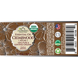 US Organic US Organic 100% Pure Cedarwood Essential Oil (Atlas) - USDA Certified Organic, Steam Distilled (More Size Variations Available) (10 ml / .33 fl oz)
