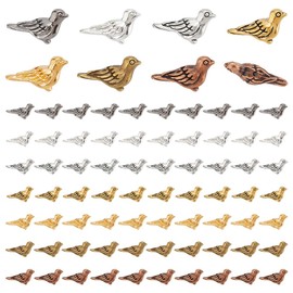 PH PandaHall 280PCS 7 Colors Bird Spacer Beads Antique Bird Bead Metal Bead Charms Tibetan Animal Beads Loose Spacer for Men Women DIY Bracelet Necklace Jewellery Crafts Making