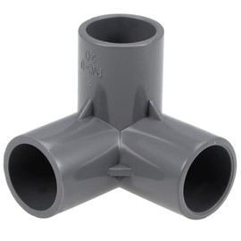 TOP-VIGOR 2Pcs 20mm 3 Way Elbow PVC Pipe Fitting, Tee Slip Corner Connector Fittings, Elbow Joint Plastic Right Angle for Irrigation Watering PVC Pipe, Gray
