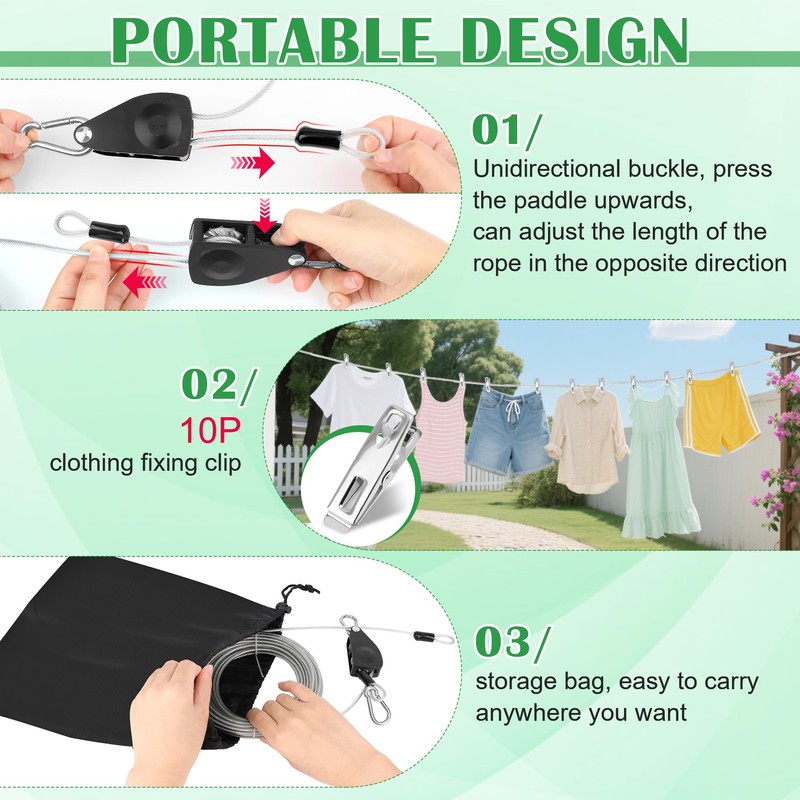 Windspeed Retractable Clothesline Outdoor Heavy Duty Travel Clothesline Retractable Clothes