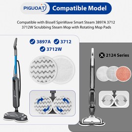 PIGUOAT 4 Pack 3897A Pads Fit for Bissell SpinWave SmartSteam Scrubbing Steam Mop Cleaner 3712W 3897A Rotating Mop Pads(4 Scrub Mop)