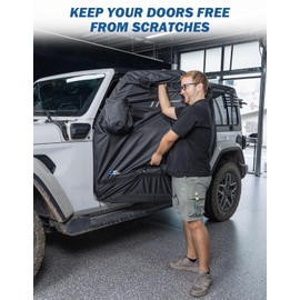 JOYTUTUS Hard Door Storage Bags Compatible with Wrangler CJ YJ TJ JK JL 4-Door 1976-2025, Hard Door Protector for Gladiator JT 2020-2025, Doors Cover with Mirror Storage Bag