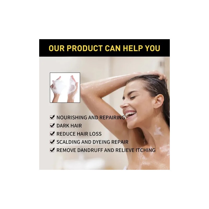 Black Hair Shampoo Negro 3en1 Cubre Canas Anticaida Calidad