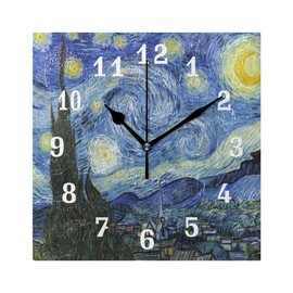 SEULIFE Wall Clock Van Gogh Starry Night, Silent Non Ticking Clock for Kitchen Living Room Bedroom Home Artwork Gift