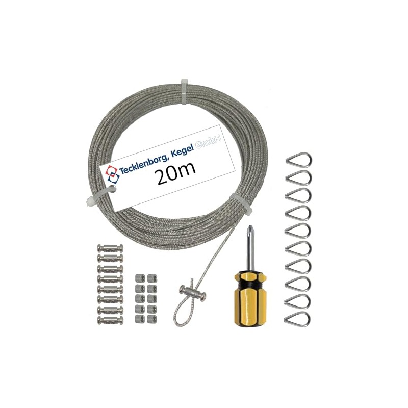 Stainless Steel Rope Set 20 m 7 x 7 -