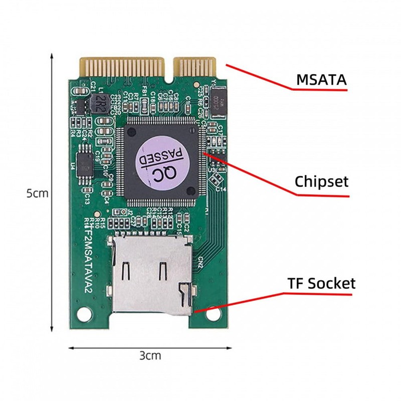 CY -Card 30x50mm MSATA to Micro SD T-Flash TF Card