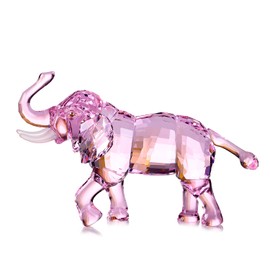 Crystal Lucky Elephant Figurine Collection Ornament Statue Animal Collectible Home Decor (Pink)