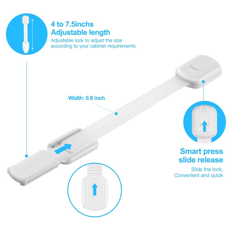 JAZZZNAP Child Safety Strap Locks for Cabinet, Refrigerator, Oven, Toilet,
