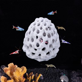 Shrimp Hide Cave for Aquarium Fish Tank Hideout with Sucker Aquarium Hideaway Accessory Floating Betta House Small Fish Hiding Rocks and Caves Ornaments (White)