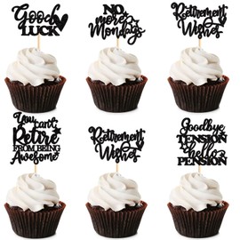 Keaziu - 25 piezas de decoración para magdalenas de jubilación, no más lunes, buena suerte, deseos de jubilación, despedida, tensión, saludo, pensión, magdalenas, tema de jubilación, despedida,