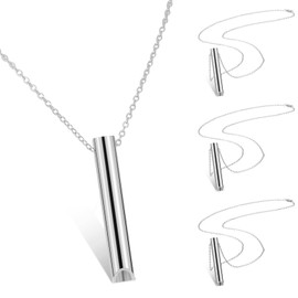 Photect Pack of 4 Breath Necklaces for Anxiety Relief, Mindful Relaxation, Breathing Chain, Portable Stainless Steel Stress Relief Necklace for Deep Breathing Exercise, Men and Women, Meditation,