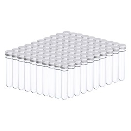 PATIKIL 200Pcs 45ml Plastic Test Tube with Screw Caps, 140x25mm Tubes Aluminum Lid, for Scientific Experiments Party Decoration Candy Bead Storage Bath Salt