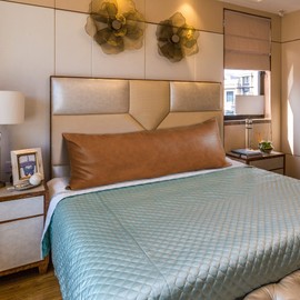 NUYECY Faux Leather Throw Pillow Cover 20 x 30 Inch,Euro Sham Pillow Cover Case,Decorative Pillow Covers for Farmhouse Sofa Couch Bed Livingroom,Vegan Brown