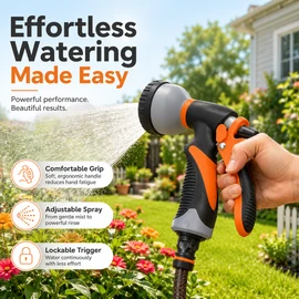 Adjustable Garden Hose Nozzle for Watering & Car Wash – Comfortable Grip Spray Gun for Outdoor Cleaning