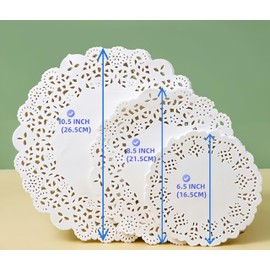 Capesaro Paper Doilies Assorted Sizes - White Round Lace Paper Doilies for Cakes, Desserts, Tableware Food Decoration, Pack of 150(6, 8, and 10 Inch)