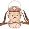JRIQH Kawaii Bear Straw Bottle,Leak-Proof Water Bottle with Adjustable &