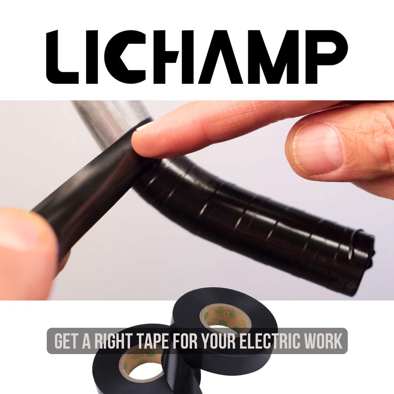 Lichamp 10-Pack Black Electrical Tape Waterproof, 3/4 in x 66ft,