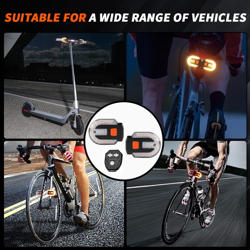 4Pcs Turn Signals for Bicycles with Alarm, USB Charging Remote