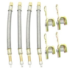 UOIENRT 4Pcs Tyre Tire Valve Stem Extension Adaptors, 12" Stainless Steel Braided Tire Valve Extension, Tire Valve for Car RV Truck Trailer