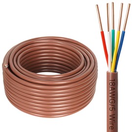 Thermostat Wire - 18/5 50FT Solid Copper 18 Gauge 5 Conductor Power Circuit Cable for Heating & air Conditioning Equipment, doorbells and Other Indoor/Outdoor Low Voltage Applications Use