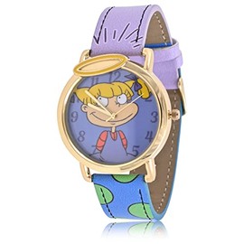 Nickelodeon Rugrats Angelica Kids Watch – Analog Quartz Timepiece with Colorful Printed Strap – Easy-to-Read Dial with Gold-Tone Case – Fun Cartoon Wristwatch for Girls & Boys – Fits Wrists 5.5" to 8"
