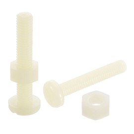sourcing map 40Sets Nylon Screw Nut Assortment, M6-1x35mm Slotted Pan Head Screws & M6 Nuts