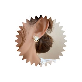 Yheakne Boho Round Moonstone Stud Earrings Gold Opal Moonstone Earrings Vintage Opal Stud Earrings Round Moonstone Earrings Charm Earrings Jewellery for Women and Girls, Zinc, No Gemstone