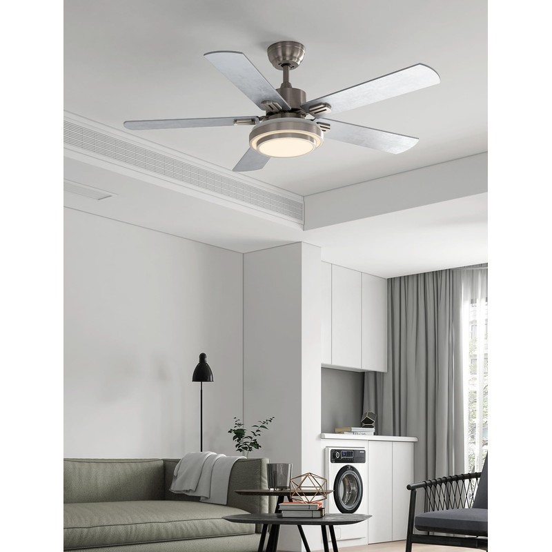 warmiplanet Ceiling Fan with Lights Remote Control, 52 Inch, Brushed