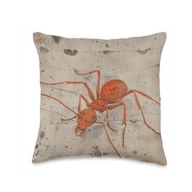 Traditional Japanese Vintage Fire Ant Throw Pillow