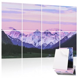 Tutmyrea Art Acoustic Panels, 48"X32" Sound Proofing Padding, 8 Pack Decorative Acoustical Soundproof Wall Panels, Self-adhesive Sound Absorbing Panels for Recording Studio (Purple Snow Mountain)