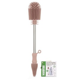 haakaa Cepillo de Limpieza de Silicona Cepillo para Botellas de Doble Punta con Cerdas de Silicona Suaves para Sacaleches, Colectores de Leche Materna, Biberones, Tetinas, Bolsas de Almacenamiento de