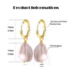 HQFJW 14K Yellow Gold Irregular Pink Sea Glass Hoop Earrings,
